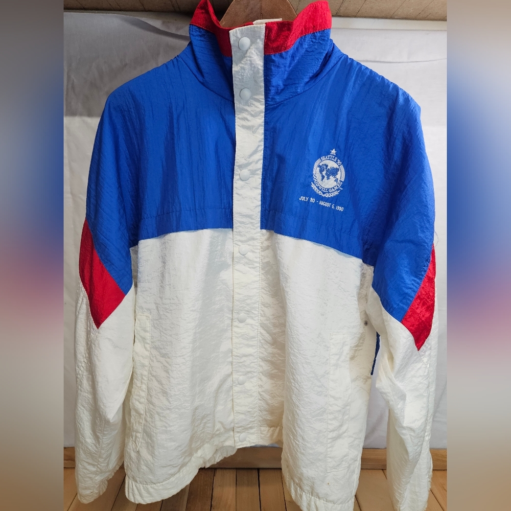 1990 GOODWILL GAMES - SMALL -  VOLUNTEER JACKET - LIGHTWEIGHT - WHITE BLUE RED